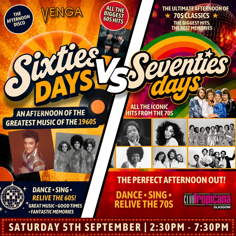 60s Vs 70s Days | Glasgow | 5th September artwork